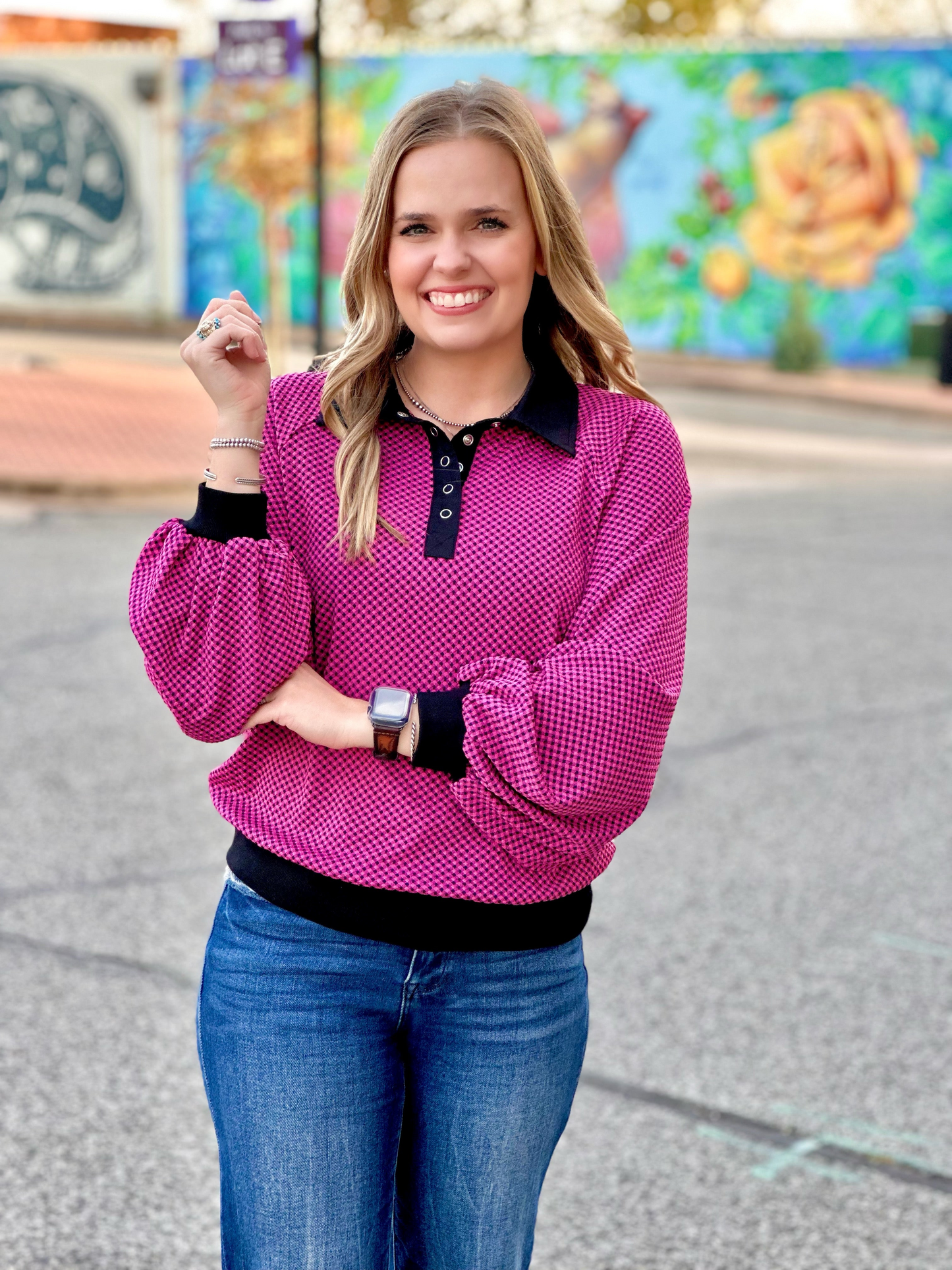 Add a pop of gingham print to your closet with the Constance Top by Washco Apparel! This lightweight top is perfect for you.