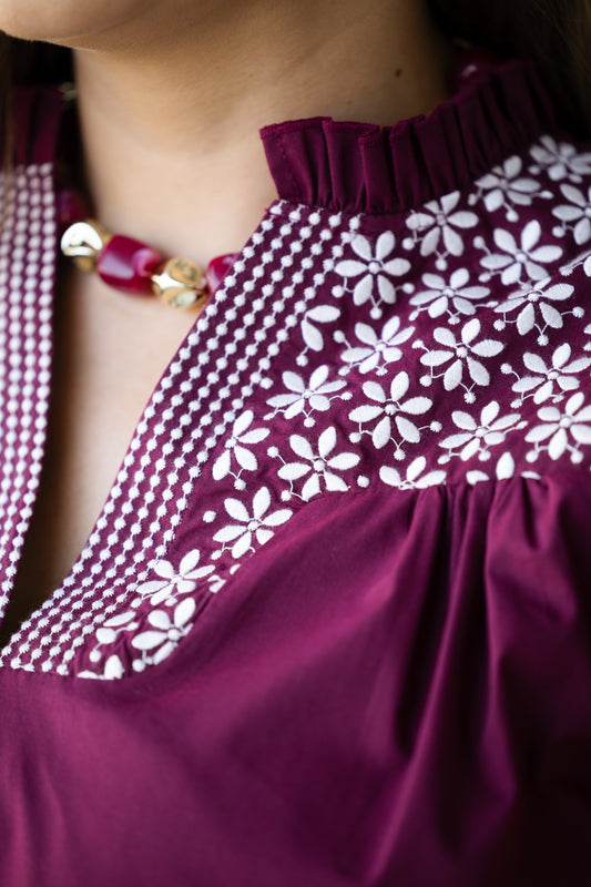 The Howdy Top - Washco Apparel - maroon and white top