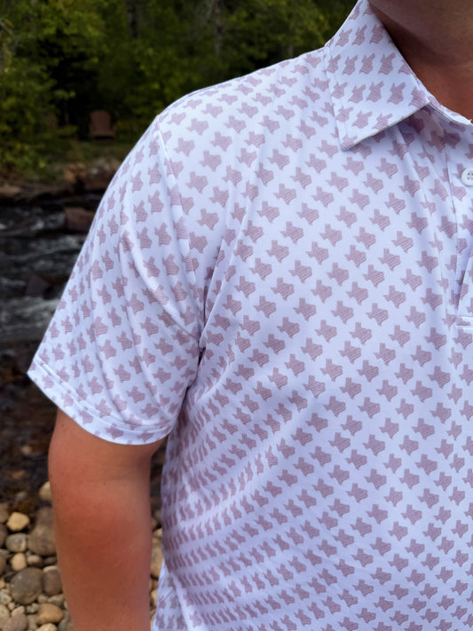 Maroon and White Texas Polo by Washco Apparel