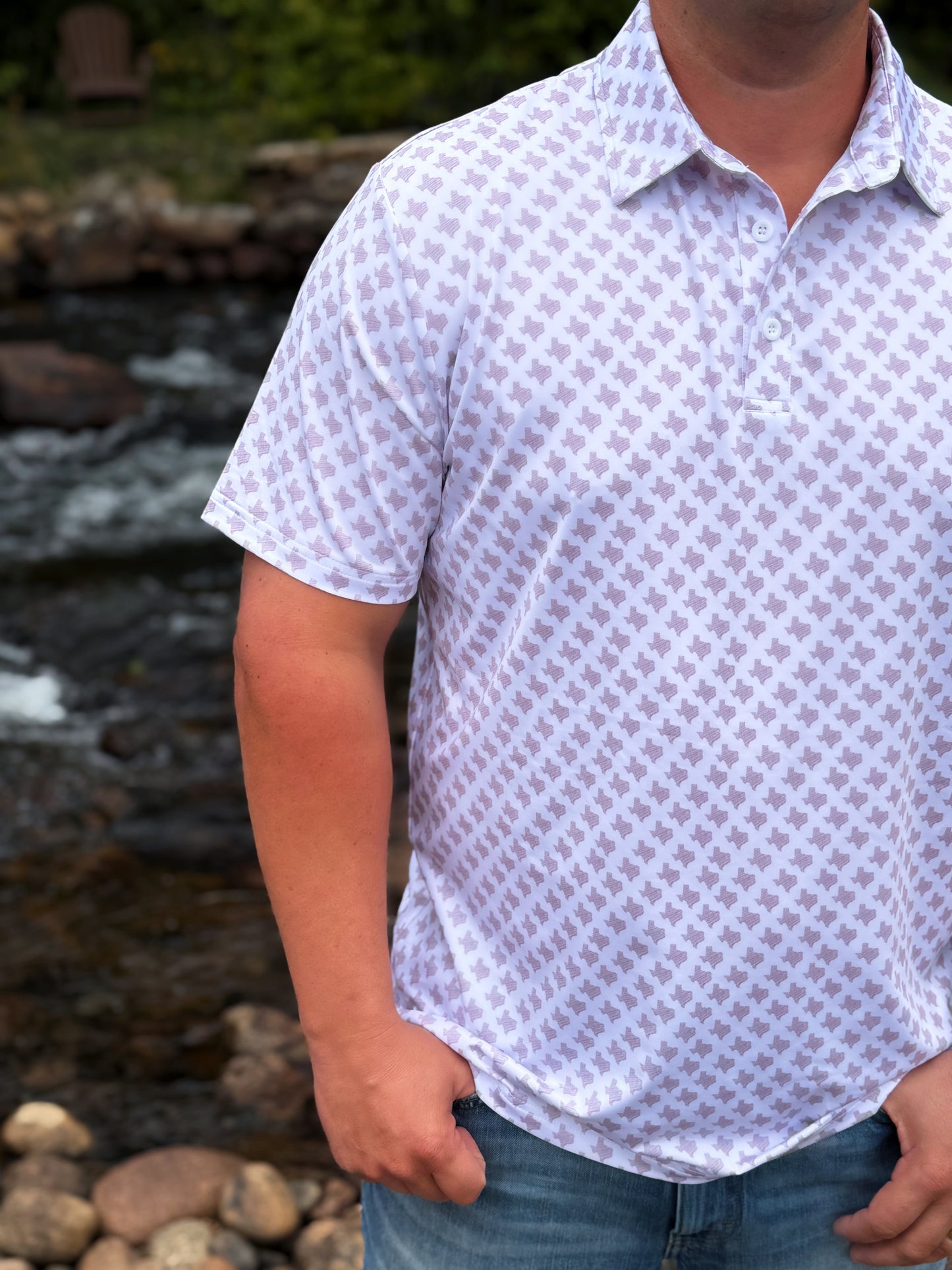 Maroon and White Texas print by Washco Apparel