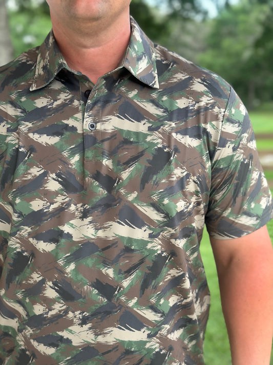 Washco Apparel - The Camo Men's Performance Polo Details