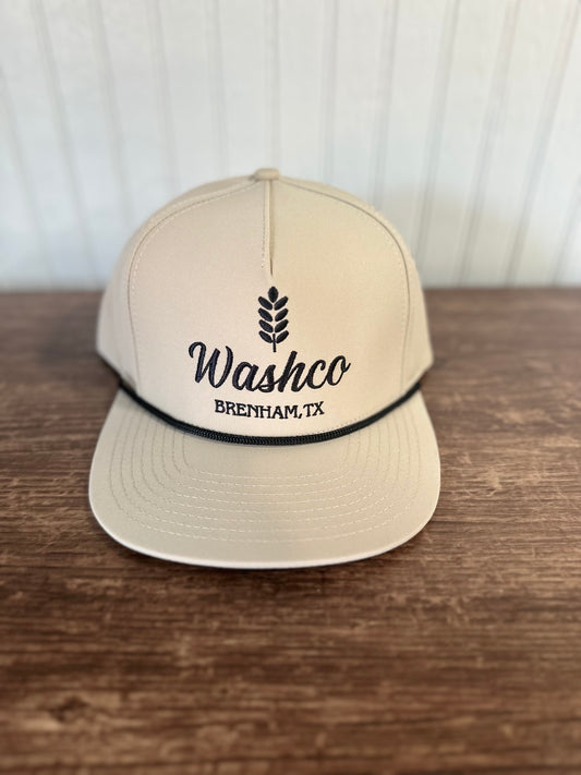 Washco Hat - Tan With Black Logo (Rope Hat)