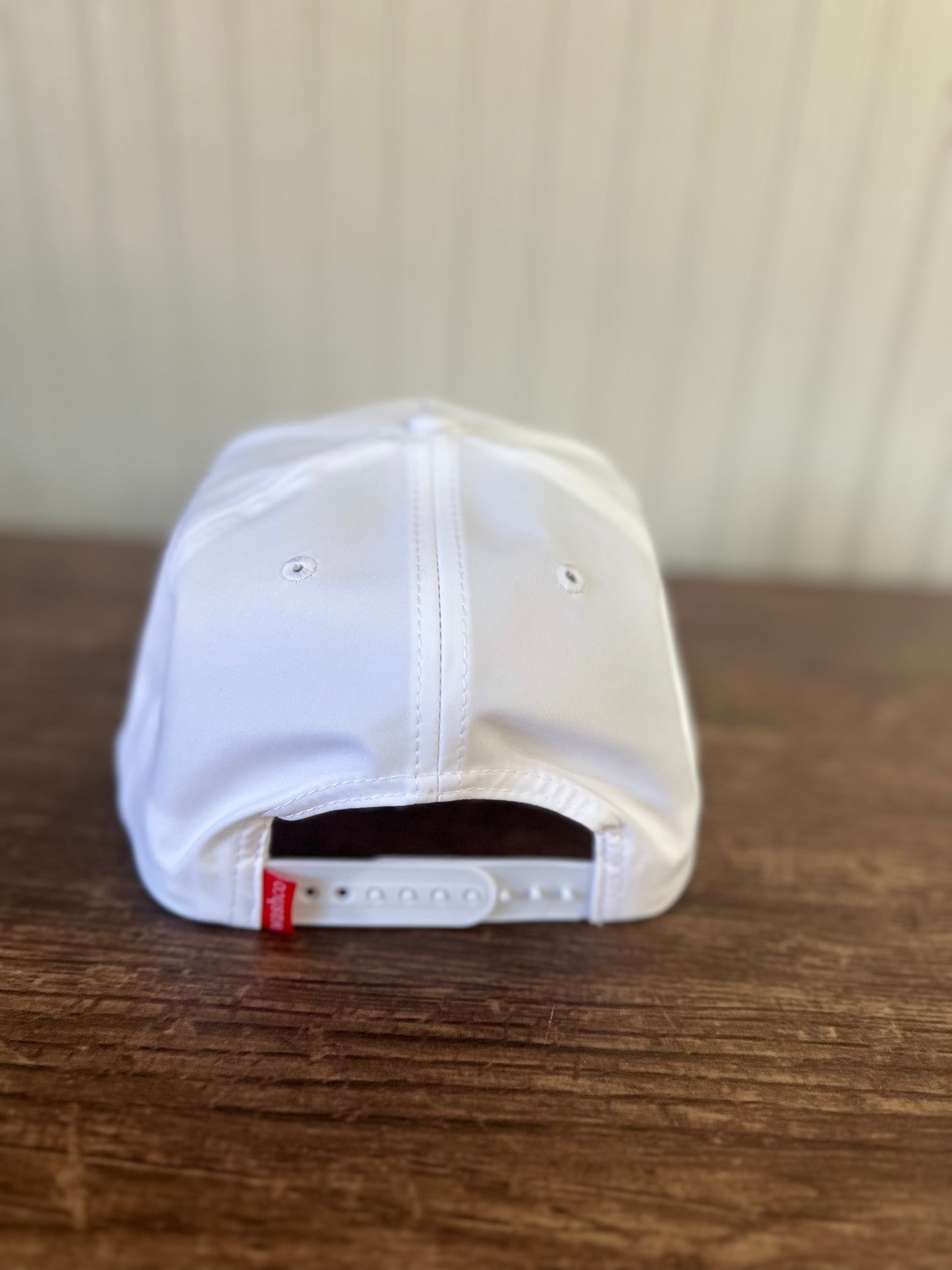 Washco Hat - White With Red W Circle Logo (Rope Hat)