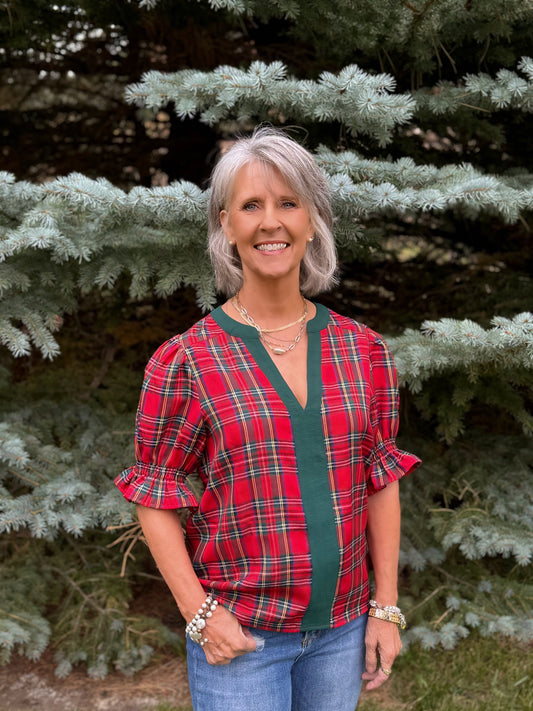 Christmas Plaid Top by Washco Apparel