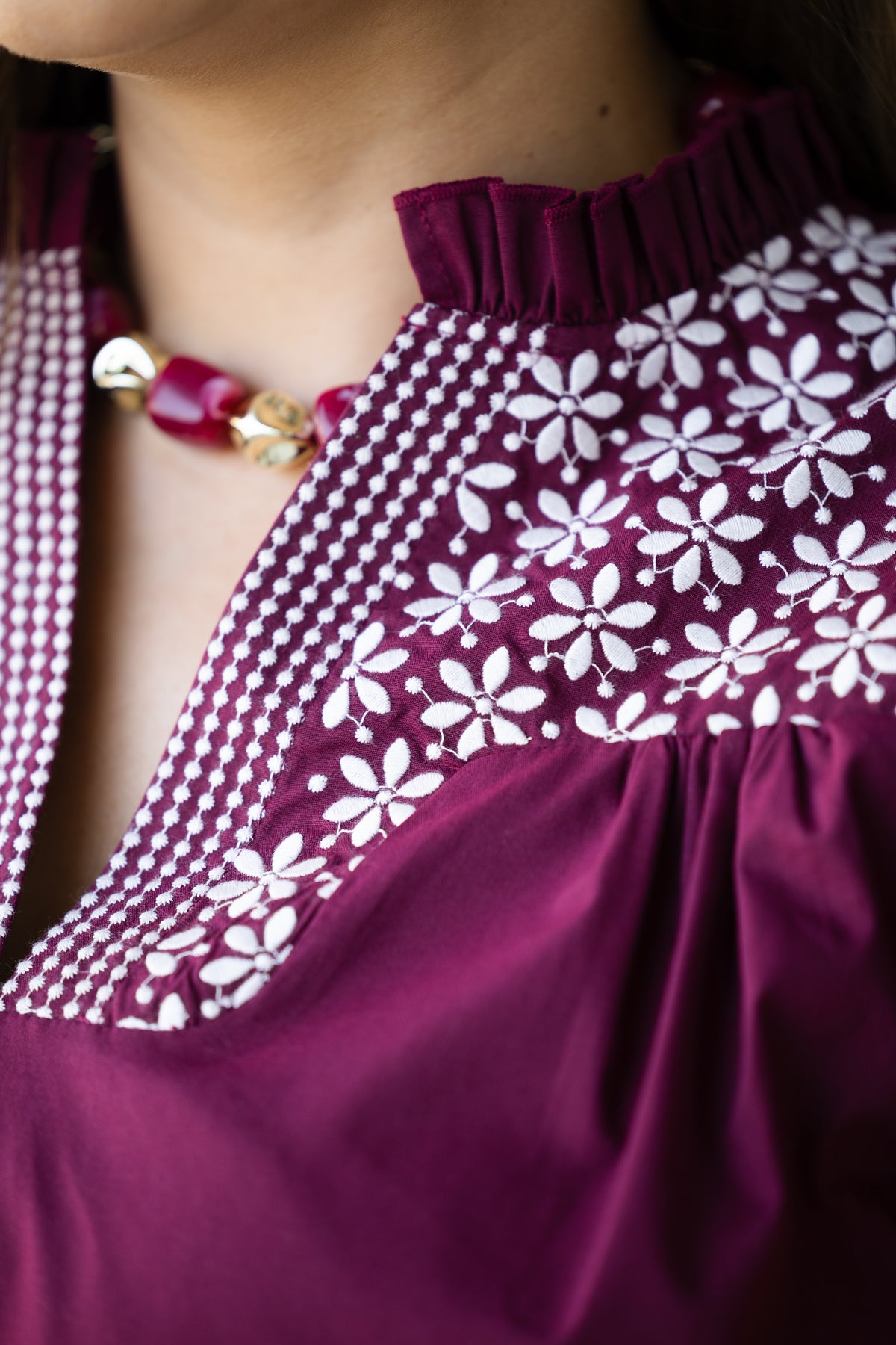 The Howdy Top - Washco Apparel - maroon and white top