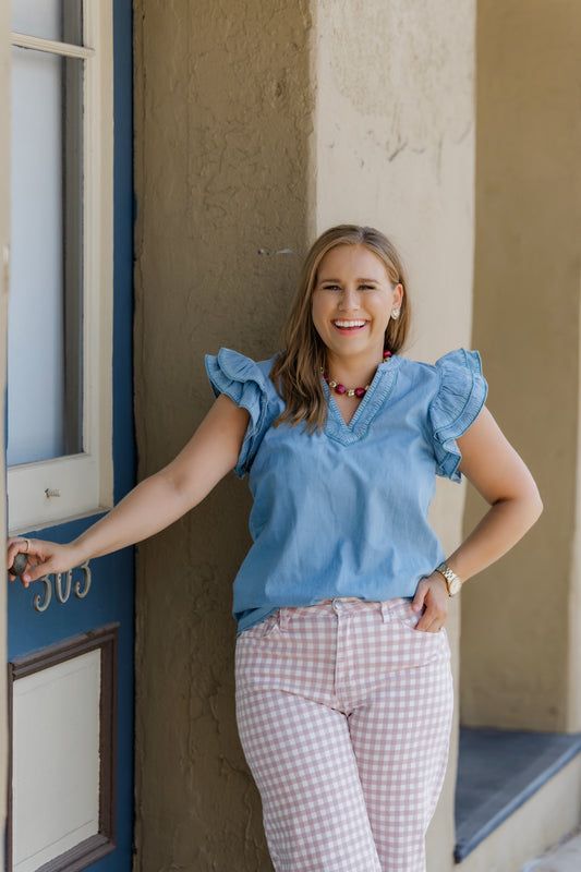 The Jenny Top - Washco Apparel - Denim Top with Embroidery 