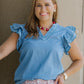 The Jenny Top - Washco Apparel - denim top with embroidery detail