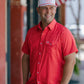 Red top with white detail - The Kenny Button Down - Washco Apparel