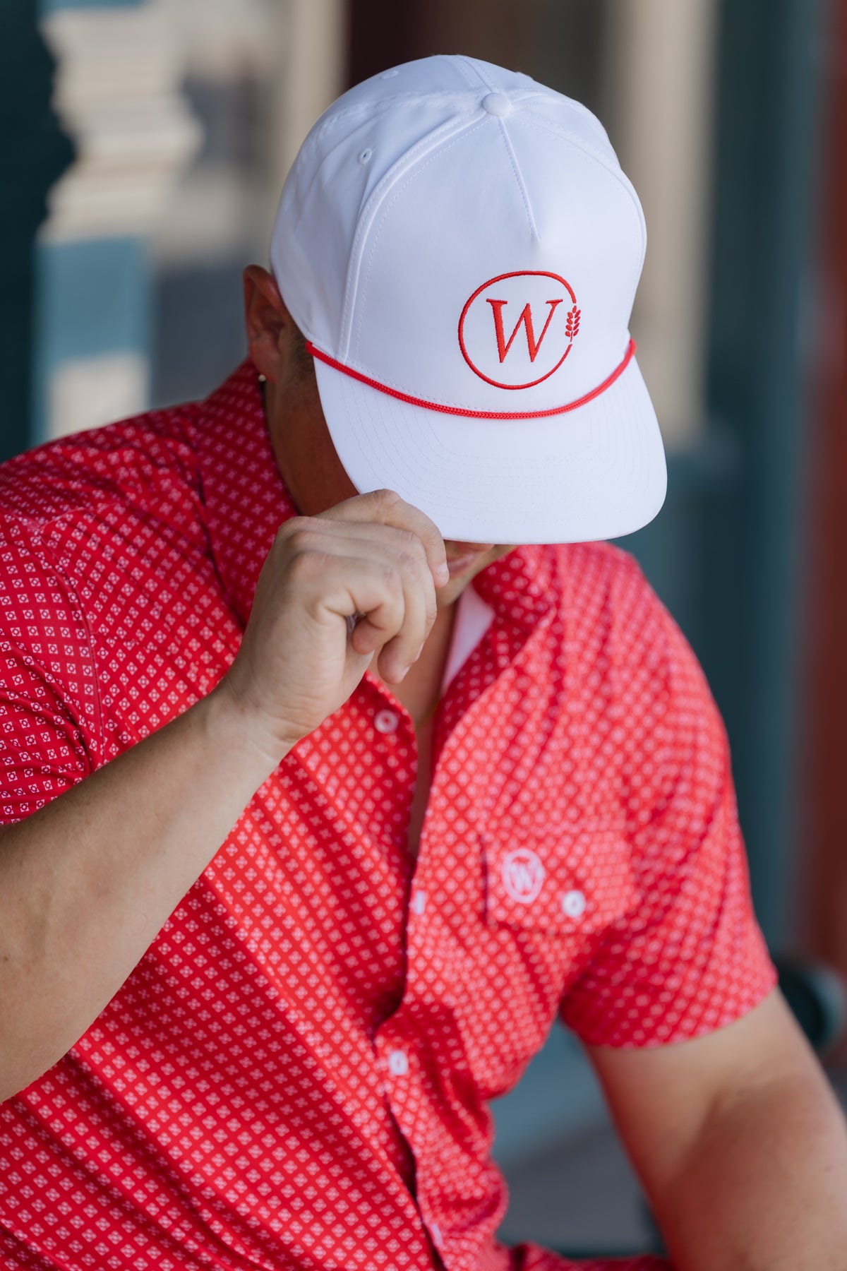 Red top with white detail - The Kenny Button Down - Washco Apparel