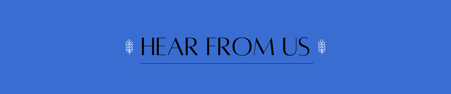 Text 'HEAR FROM US' on a blue background - Washco Apparel